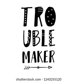 Trouble maker, cute Scandinavian nursery print for kids