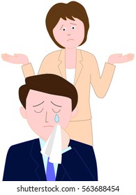 The trouble in the office. A businessman cries.