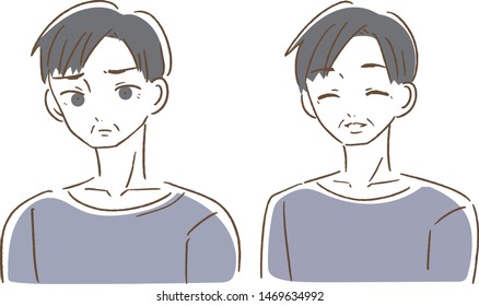 Trouble Rejoice Middle-aged man set illustration