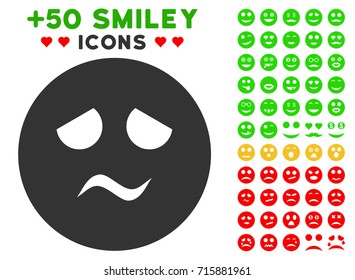 Trouble Smiley icon with colored bonus emotion pictures. Vector illustration style is flat iconic elements for web design, app user interfaces, messaging.