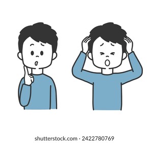Ilustración vectorial del hombre de pensamiento problemático