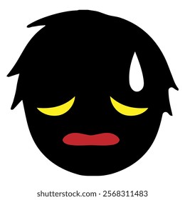 Troubled black silhouette villain face icon