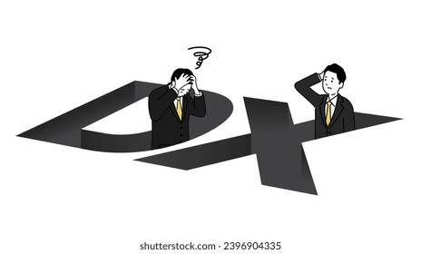 Un empresario en problemas, Ilustración vectorial de las trampas del DX,