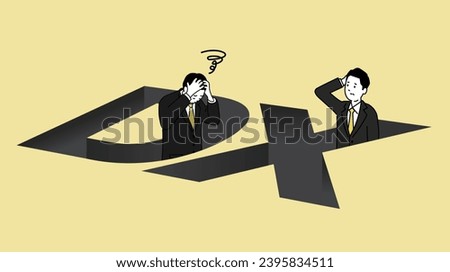 A troubled businessman, Vector Illustration of Pitfalls of DX,