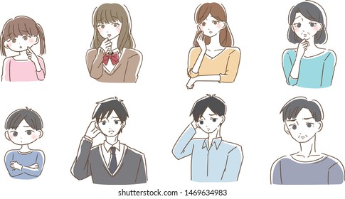 Troubled child adult mature set illustration