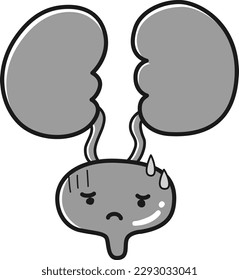 Troubled face bladder character (black and white)