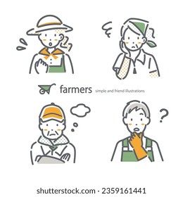 agricultores en problemas, conjunto de avatares simple y elegante