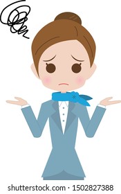 Troubled flight attendant upper body