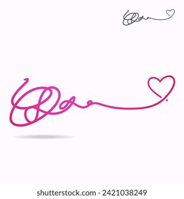 Troubled pink love, a hand drawn symbol of complicated relationship