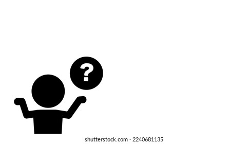 Troubled and questioning person and white background. Vector.