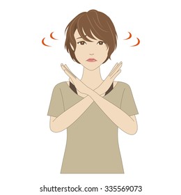 Troubled young woman crossing her arms
