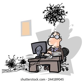 Troubles in the office. All in separate layers for easy editing.