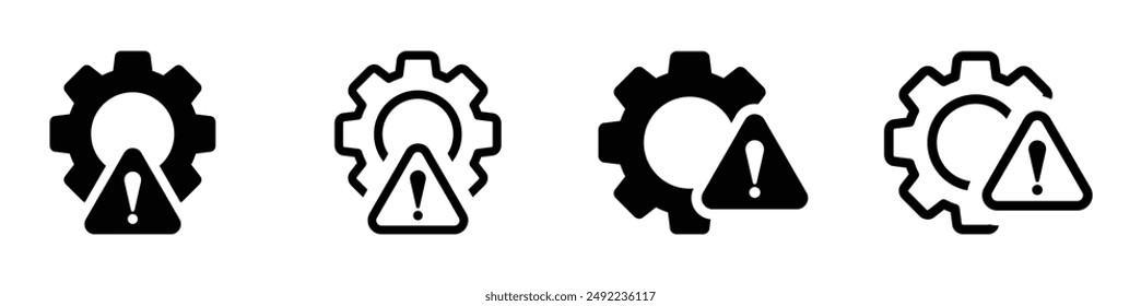 Troubleshoot filled and line vector icons set. Troubleshoot icons