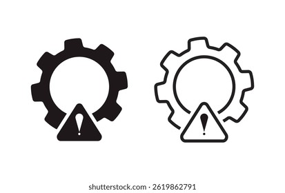 Troubleshoot filled and line vector icons set. Troubleshoot icons