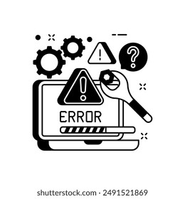 Troubleshoot Glyph Icon, Vector illustration