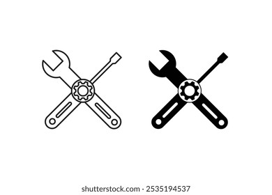 Troubleshoot icon set silhouette vector image Art illustration
