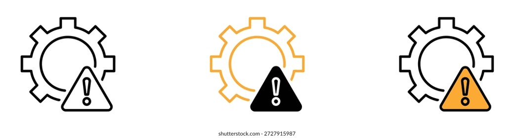 Solucionar problemas del Vector de iconos. Símbolo de error de Configuraciones del sistema. Ilustración vectorial.