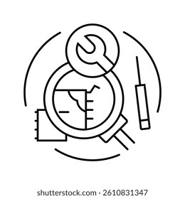 troubleshooting devices electronics line icon vector. troubleshooting devices electronics sign. isolated contour symbol black illustration