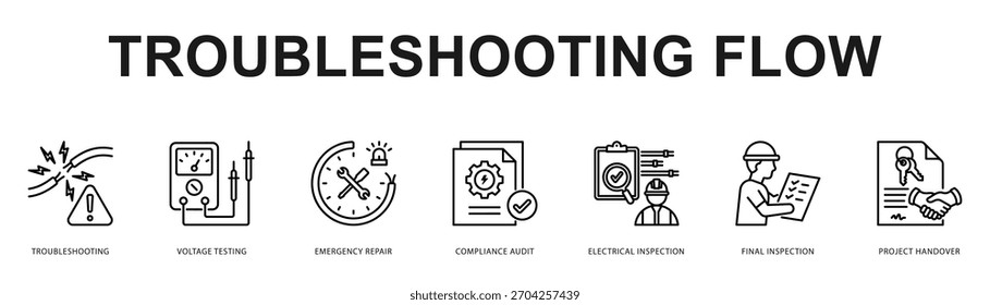 Ilustración de Anuncio de Web moderno y limpio con iconos temáticos para la comunicación visual
