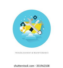 troubleshooting and maintenance symbol flat design