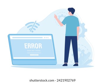 troubleshooting network problems on website pages trending concept flat illustration