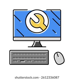 troubleshooting pc repair computer color icon vector. troubleshooting pc repair computer sign. isolated symbol illustration
