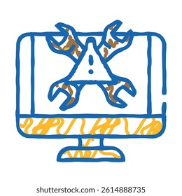 troubleshooting pc repair computer doodle icon sketch vector. troubleshooting pc repair computer sign. isolated symbol illustration
