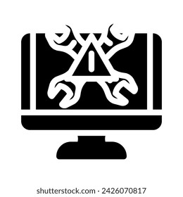 troubleshooting pc repair computer glyph icon vector. troubleshooting pc repair computer sign. isolated symbol illustration