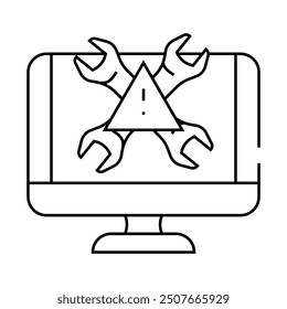 troubleshooting pc repair computer line icon vector. troubleshooting pc repair computer sign. isolated contour symbol black illustration