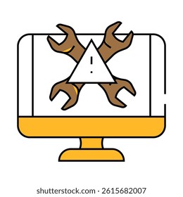 troubleshooting pc repair computer line icon vector. troubleshooting pc repair computer sign. isolated symbol illustration
