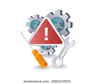 Solución de problemas Tecnología Errores del sistema infografías ilustración isométrica