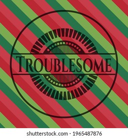 Troublesome christmas colors emblem. Vector Illustration. Detailed. 