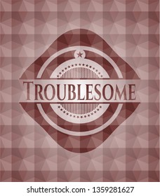 Troublesome red badge with geometric pattern. Seamless.