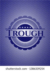 Trough emblem with jean background. Vector Illustration. Detailed.