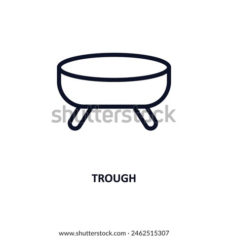 trough icon. Thin line trough icon from agriculture and farm collection. Outline vector isolated on white background. Editable trough symbol can be used web and mobile
