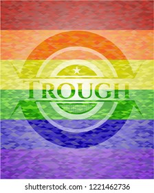 Trough on mosaic background with the colors of the LGBT flag