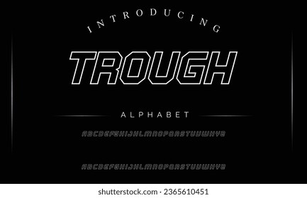 Trough Sport Modern Italic Alphabet Font. Typography urban style fonts for technology, digital, movie logo design. vector illustration