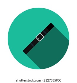 Trouser Belt Icon. Flat Circle Stencil Design With Long Shadow. Vector Illustration.