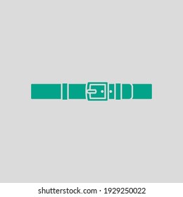 Trouser Belt Icon. Green on Gray Background. Vector Illustration.