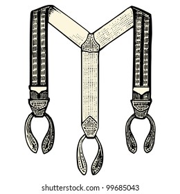 Trouser braces  - vintage engraved illustration  -  Catalog of a French department store - Paris 1909