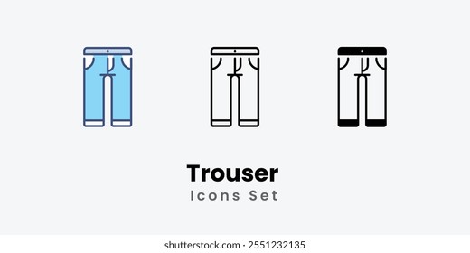 Hosen-Symbole setzen dünne Linie und Glyphe Vektorsymbol-Illustration
