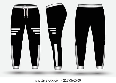 Trouser pant design template and technical fashion illustration for trouser and Sweatpants design
