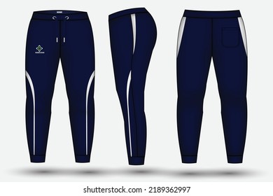 Trouser pant design template and technical fashion illustration for trouser and Sweatpants design