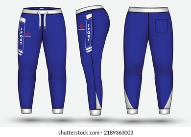 Trouser pant design template and technical fashion illustration for trouser and Sweatpants design