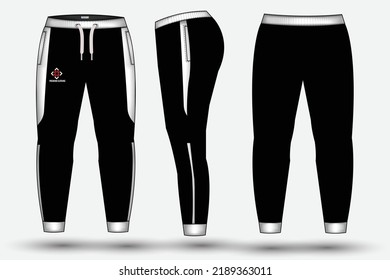 Trouser pant design template and technical fashion illustration for trouser and Sweatpants design