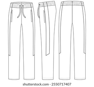 Modelo de design de calças de calça e moda técnica Boys Tricot Track Calças vetor ilustração outline