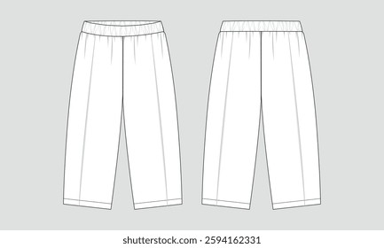Trouser pant technical drawing fashion flat sketch vector illustration template front andback