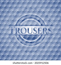 Trousers blue emblem with geometric pattern. Vector Illustration. Detailed. 