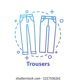 Trousers concept icon. Jeans. Pants idea thin line illustration. Clothing store. Vector isolated outline drawing