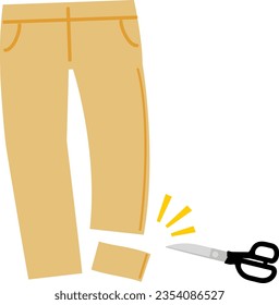 Hosen mit geschnittenem Haar und Scheren
